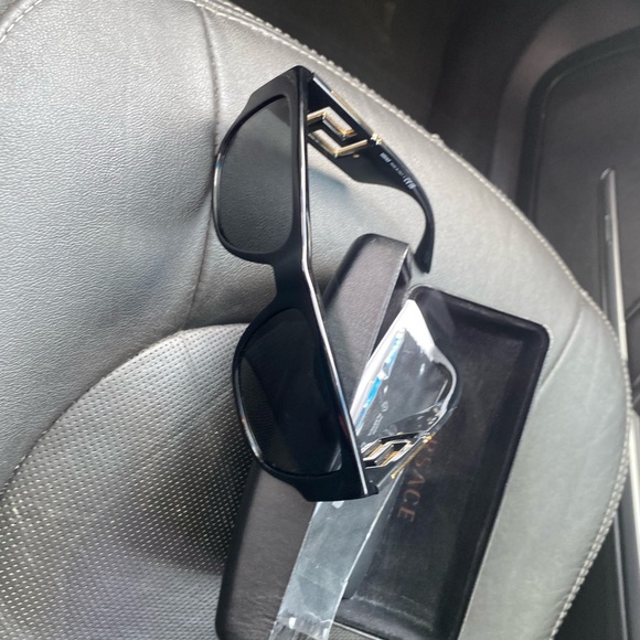Versace Glossy Black Sunglasses with Gold Detail